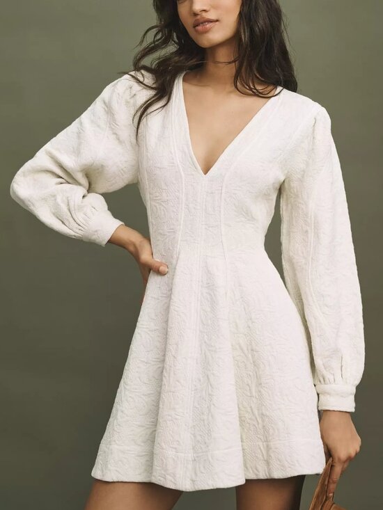 Anthropologie Dresses & Skirts - Anthropologie Pilcro Long-Sleeve V-Neck Textured Mini Dress